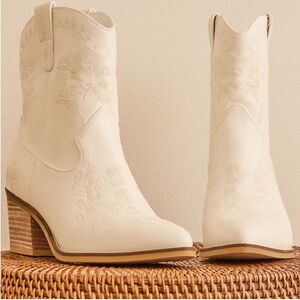 Altar'd State Ivory Heeled Western Boots